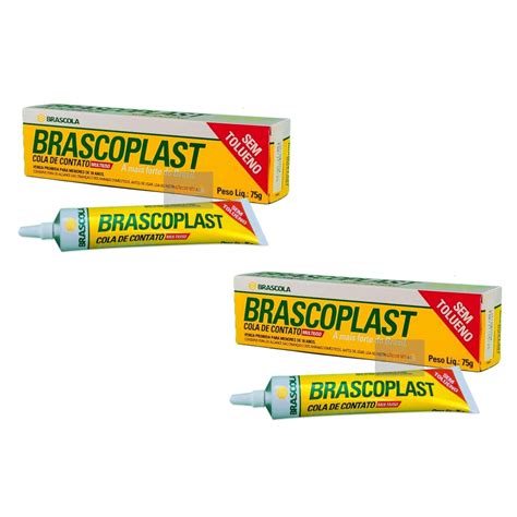 Kit 2 Cola Tudo Brascoplast Cola Contato Multiuso 75g Sem Tolueno Fibra