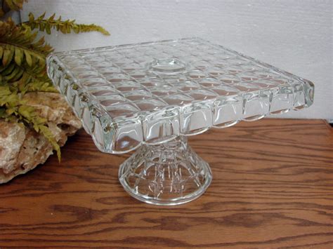 Vintage Indiana Constellation Square Pedestal Cake Plate Stand With Rum Well Moose R Us