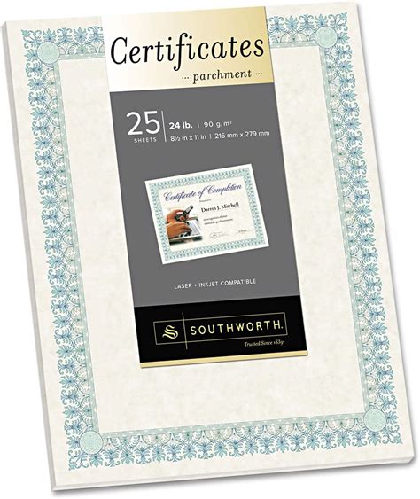 Amazon Southworth CT3R Parchment Certificates Ivory W Green