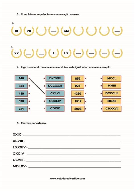 Jogos De Numeração Romana - Aprende Brincando: Ficha de Númeração Romana