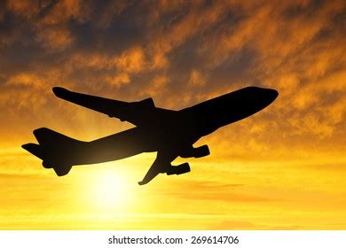 Airplane Silhouette Sunset Stock Illustration 269614706 | Shutterstock