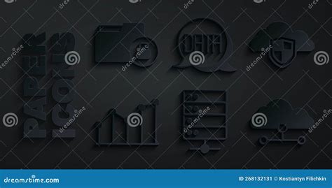 Set Server Cloud And Shield Pie Chart Infographic Network Cloud