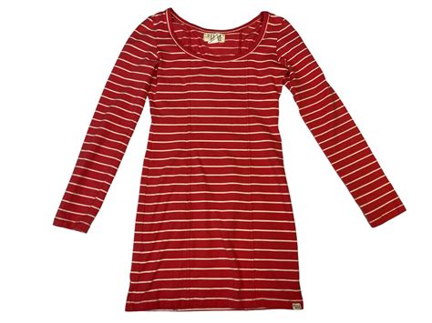 Billabong Womens Medium White And Red Striped Long Sleeve Dress Euc Ebay