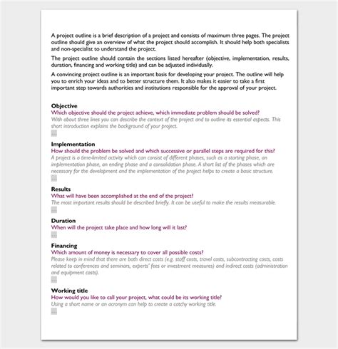 Project Outline Template - 17+ For Word, PPT, Excel and PDF Format