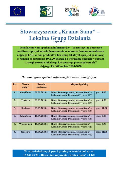 Spotkania Informacyjno Konsultacyjne Stowarzyszenie Kraina Sanu