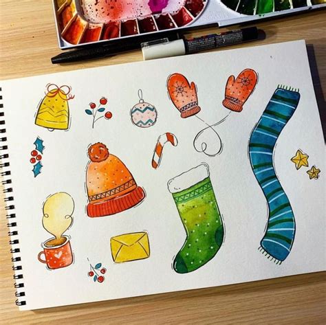 Posca USA en Instagram: “Holiday doodles with watercolor and POSCA ...