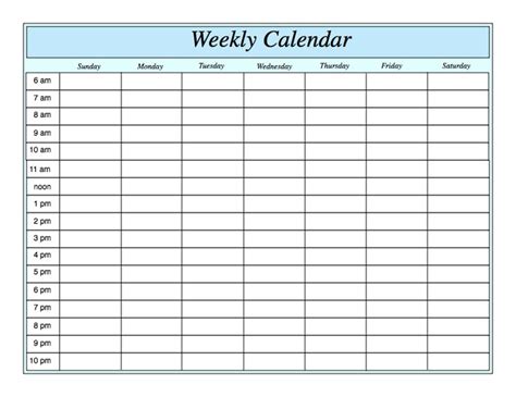 Weekly Calendar Template - Fotolip