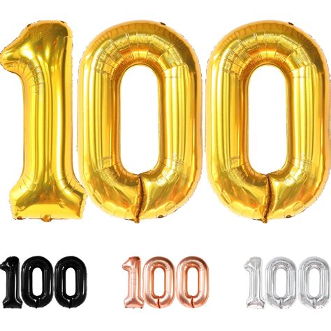 Katchon Huge Gold 100 Balloon Number 40 Inch 100 Balloon For 100th