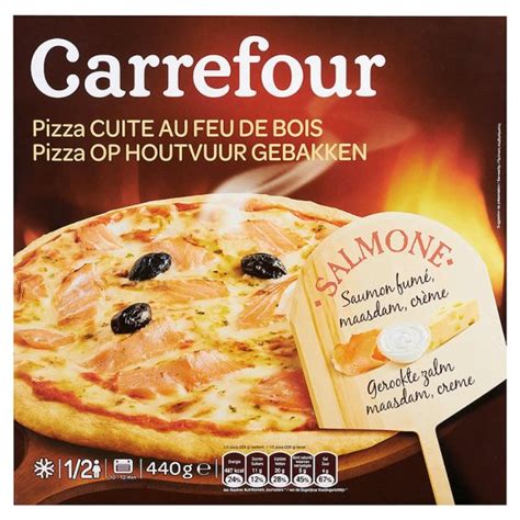 Je Craque Carrefour Pizza Au Saumon Cuite Au Feu De Bois G Le