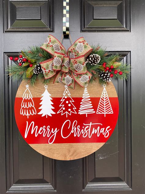 Christmas Door Hanger Merry Christmas Door Hanger Farmhouse Etsy In