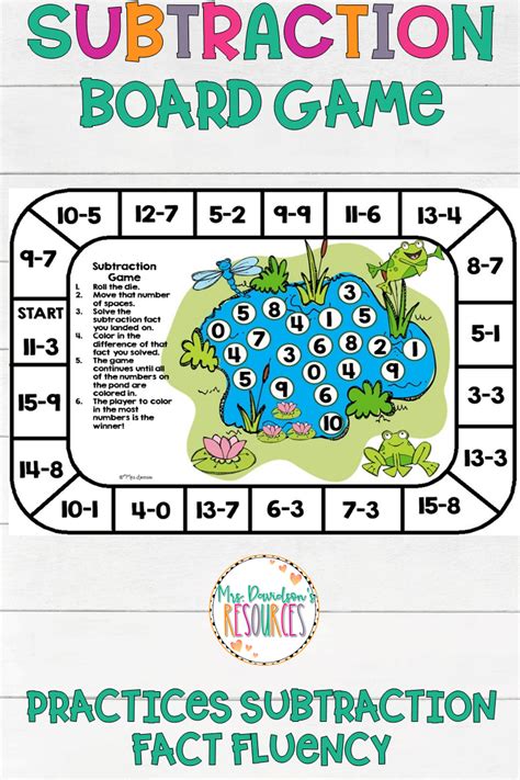 Subtraction Game Board Subtraction Games Subtraction Hands On Activities