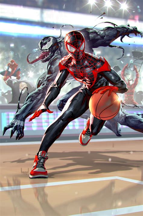 Miles Morales Venom Hit Basketball Court In Exclusive Variant Cover