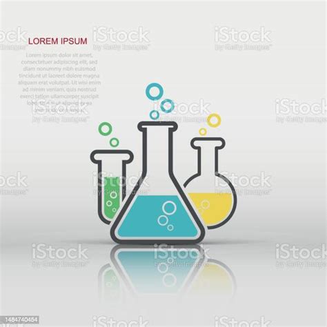 플랫 스타일의 벡터 화학 시험관 아이콘입니다 실험실 유리 제품 기호 그림 그림입니다 플라스크 사업 개념 건강 진단에 대한 스톡