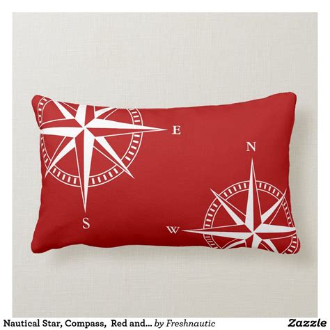 Nautical Star Compass Red And White Nautical Lumbar Pillow Zazzle