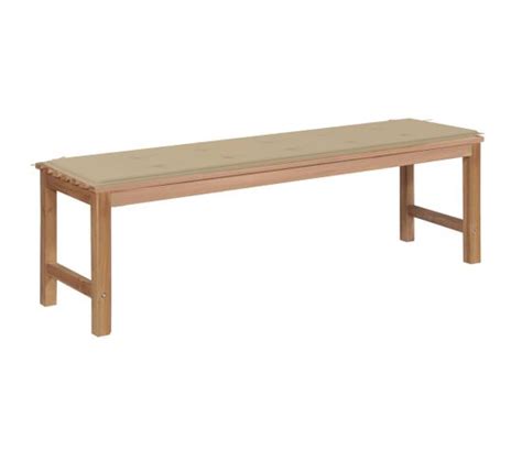 Banc De Jardin Avec Coussin Beige Cm Bois De Teck Massif Banc De