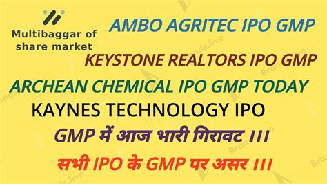 Kaynes Technology Ipo Gmp • Archean Chemical Ipo • Ambo Agritec Ipo