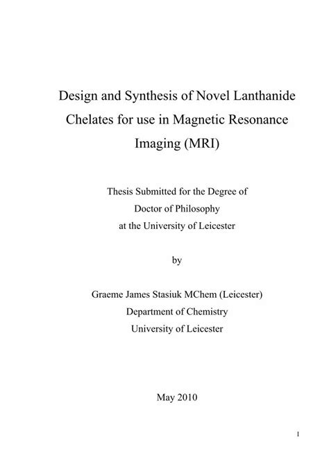 Pdf Design And Synthesis Of Novel Lanthanide Chelates For Use