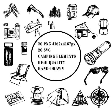 PNG, SVG, Camping, High Quality, Icons, Elements, Sublimation, Hand ...