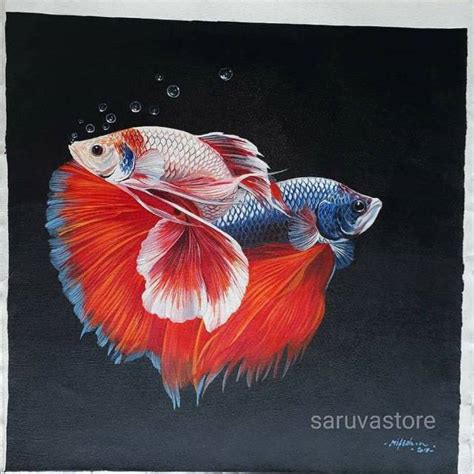 Jual Lukisan Ikan Cupang Uk50x60cm Shopee Indonesia