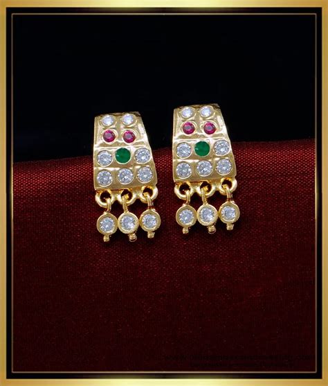 Buy Simple Gold Earrings Designs Daily Use Impon Stone Studs for Women