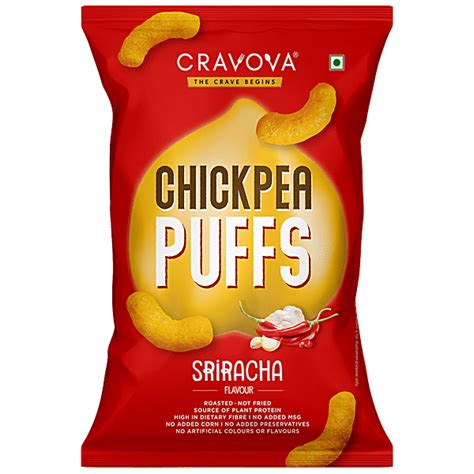 Buy Cravova Chickpea Puffs Sriracha Flavour Roasted Source Of Plant Protein Online At Best