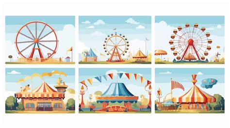 Fun Fair Rides Adventure Scene Illustration Premium Ai Generated Vector