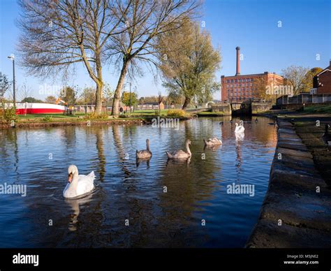 An old English cotton mill alongside the canal in Manchester,England ...