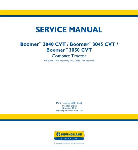 Ppt New Holland Boomer Cvt Compact Tractor Service Repair Manual