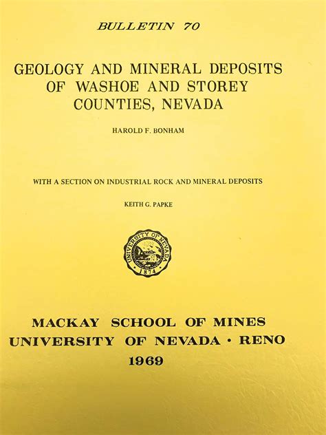 Geology And Mineral Deposits Of Washoe And Storey Counties Nevada