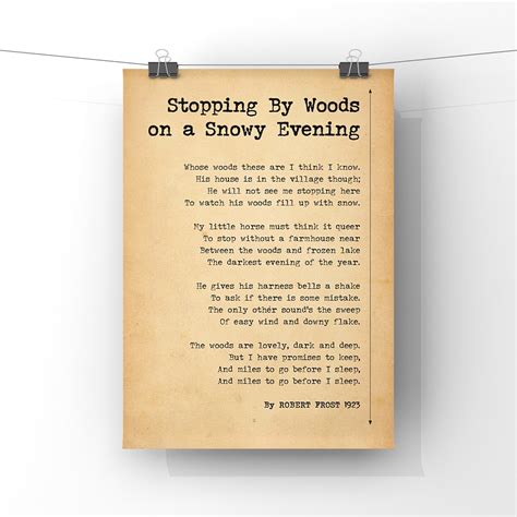 Stopping By Woods On A Snowy Evening Poem By Robert Frost Etsy