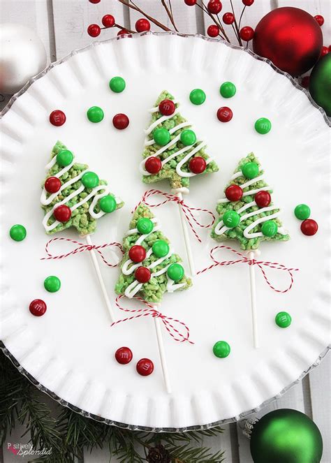 Christmas Tree Rice Krispie Treat Pops Positively Splendid Crafts