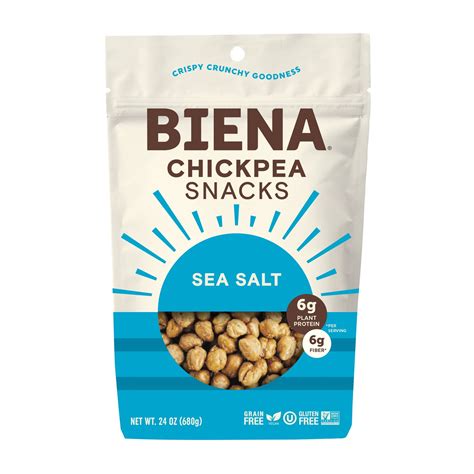 Biena Sea Salt Chickpea Snacks 6g Plant Protein Crispy Crunchy 24 Oz