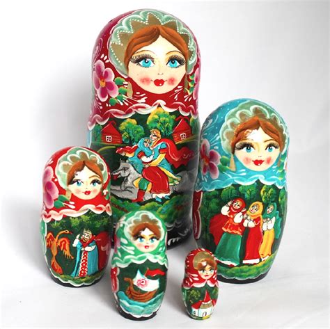 Russian Nesting Doll Matryoshka Fairy Tale 5 Pc 63