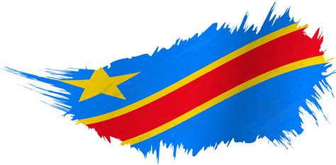 Flag of DR Congo in grunge style with waving effect. 26120019 PNG