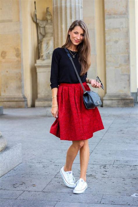 35 Stylish Ways To Wear A Pair Of Converse Sneakers Skirt And