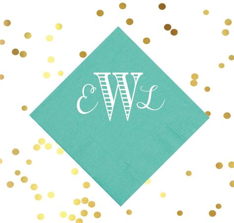 Traditional monogrammed cocktail napkins wedding reception | Etsy