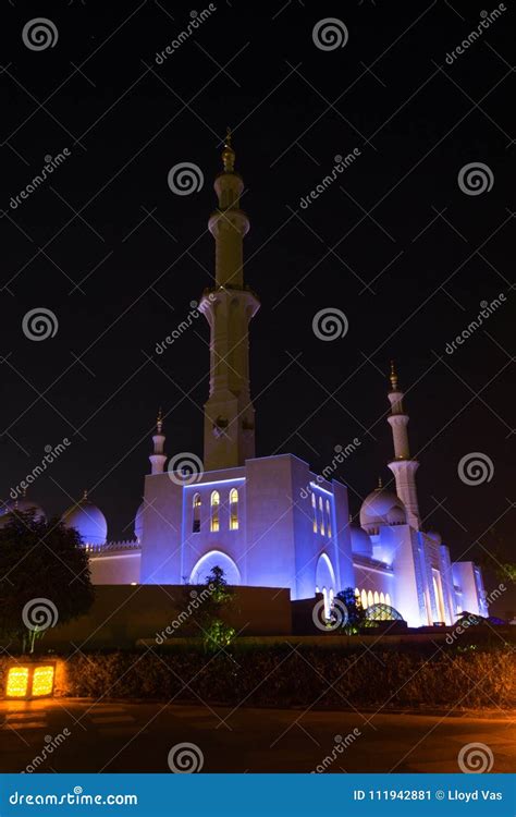 Landscape of Sheikh Zayed Mosque at Night Editorial Photo - Image of ...