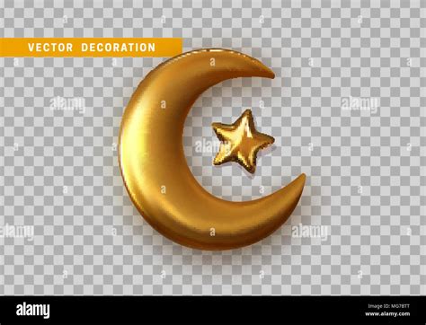 Golden Crescent 3d Object With Transparent Background Effect Realistic