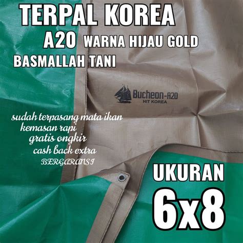 Jual Terpal KOREA A20 Warna Hijau Gold Ukuran 6x8 Meter Merk TRECK