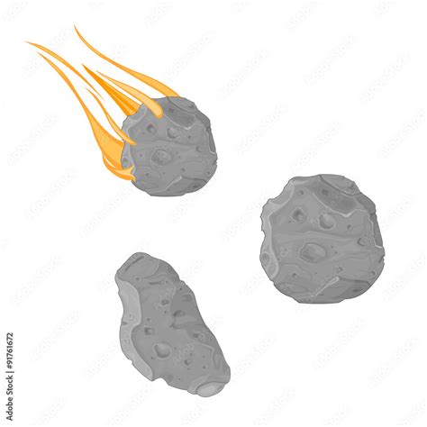 Vecteur Stock Falling Meteorite With Asteroid Icon Illustrations A Vector Illustration Of An