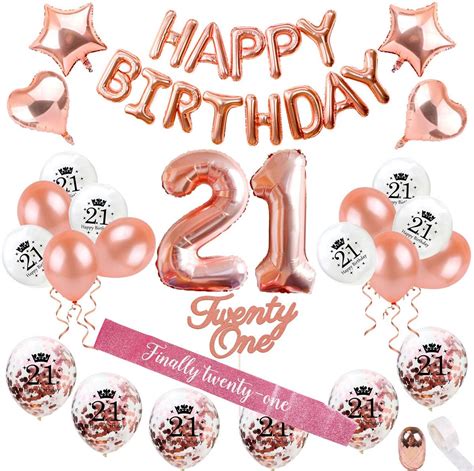 21st Birthday Decorations Party Supplies Rose Gold 21