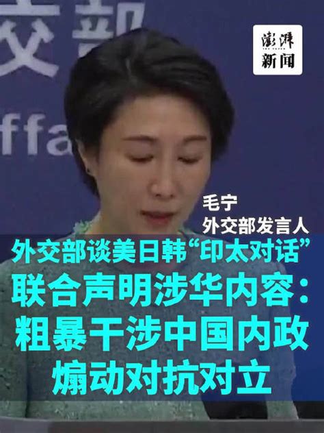 美日韩“印太对话”联合声明提及南海和台湾海峡，外交部回应 新浪新闻