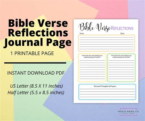 Bible Verse Reflection Journal Page Scripture Journaling Etsy