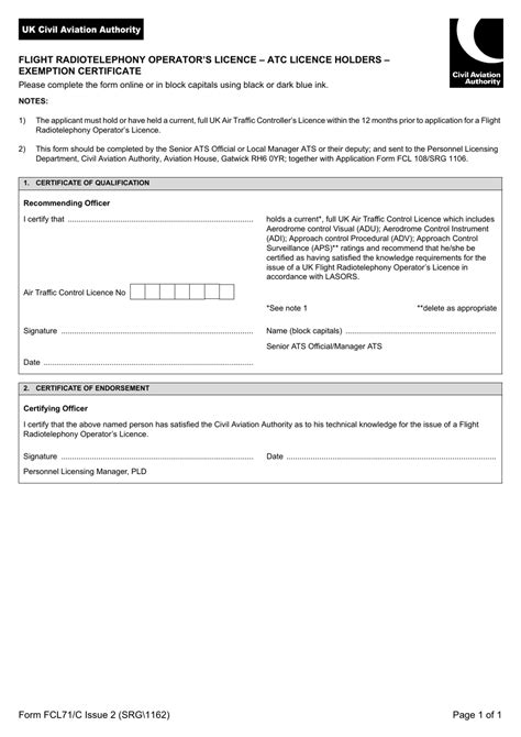 Form Srg 1162 Fcl71 C Fill Out Sign Online And Download Fillable Pdf United Kingdom