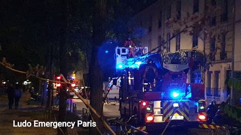 Paris Fire Dept New Aerial Ladder Platform Responding And On Scene Bspp