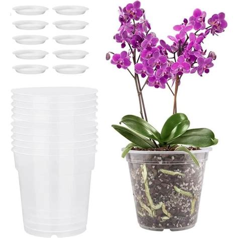 Lot De 10 Pots Transparents En Plastique Avec Trous De Drainage Et