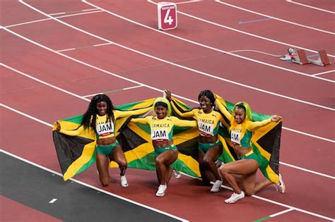 On Jamaicas Independence Day Womens 4x100 Team Wins Olympic Gold