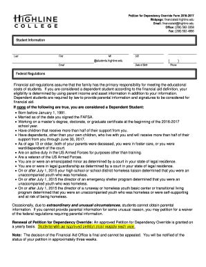 Fillable Online Petition For Dependency Override Form Fax