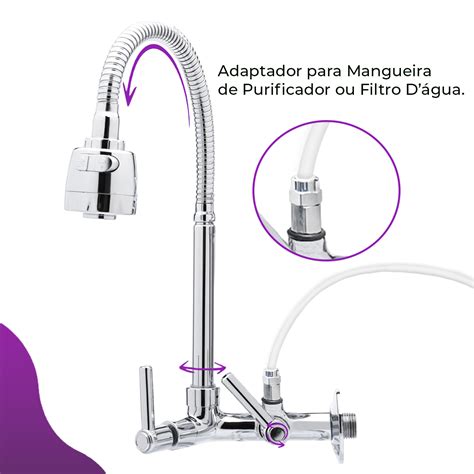 Torneira Gourmet C Adaptador Saida Filtro Purificador Metal Tik De Casa