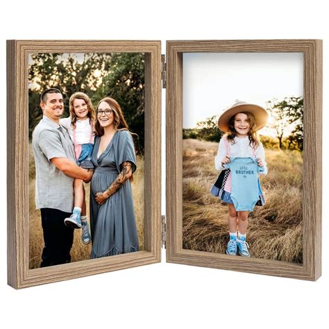 AVEAX Double 4x6 Picture Frame Hinged Folding Photo Frame with Glass ...